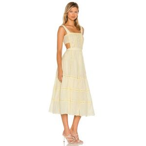 Tularosa Women's Eleanora Embroidered Dress Smocked Mellow Yellow Size M